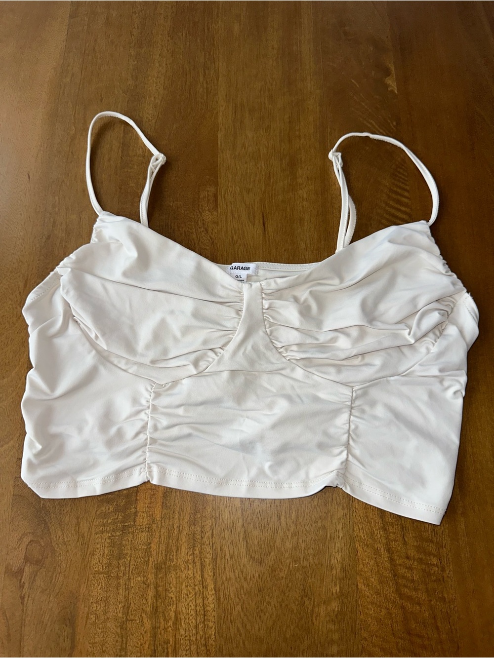 White Ruched Crop Cami Top - Garage